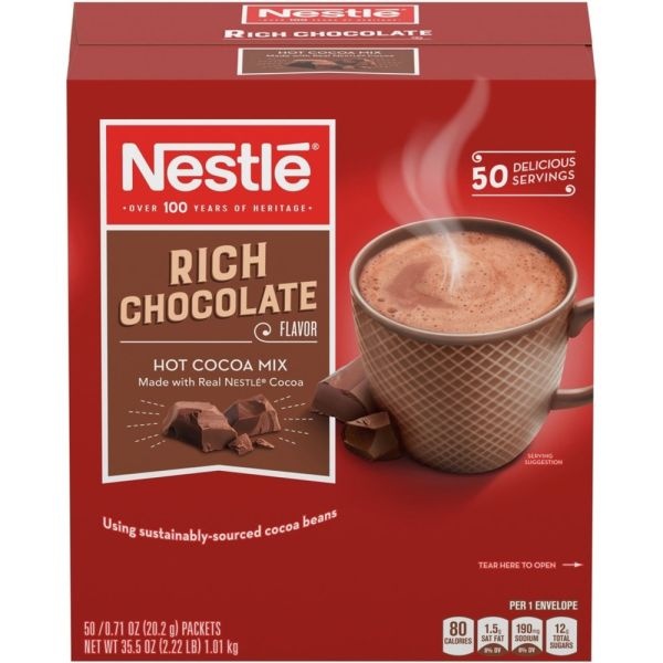 Nestlé Rich Chocolate Hot Cocoa, 0.71 Oz, Box Of 50 Packets