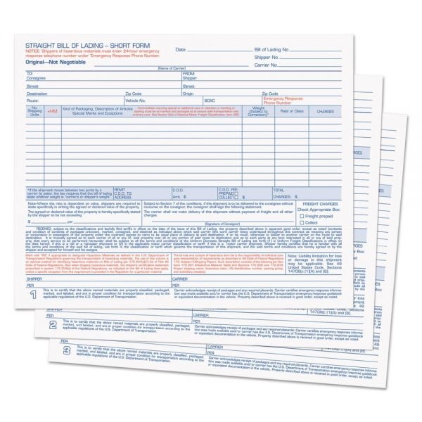 Tops Hazardous Material Short Form, Three-Part Carbonless, 7 X 8.5, 1/Page, 50 Forms