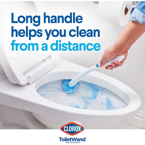 Clorox Toiletwand Disposable Toilet Cleaning System: Handle, Caddy And Refills, White, 6/Carton