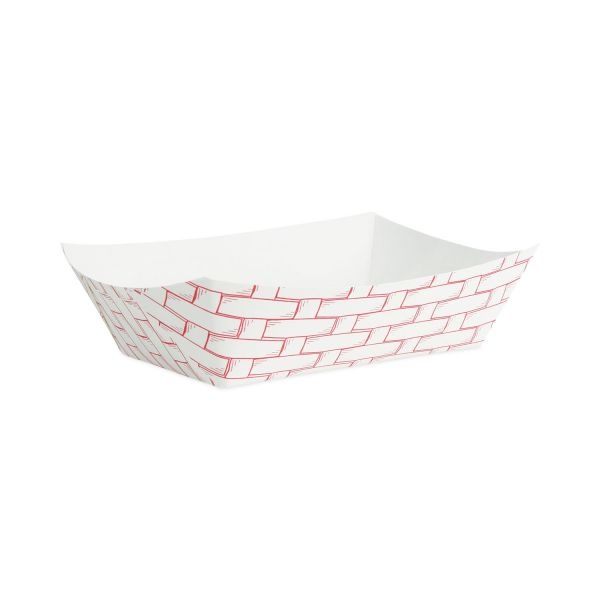 Boardwalk Paper Food Baskets, 2.5Lb Capacity, Red/White, 500/Carton