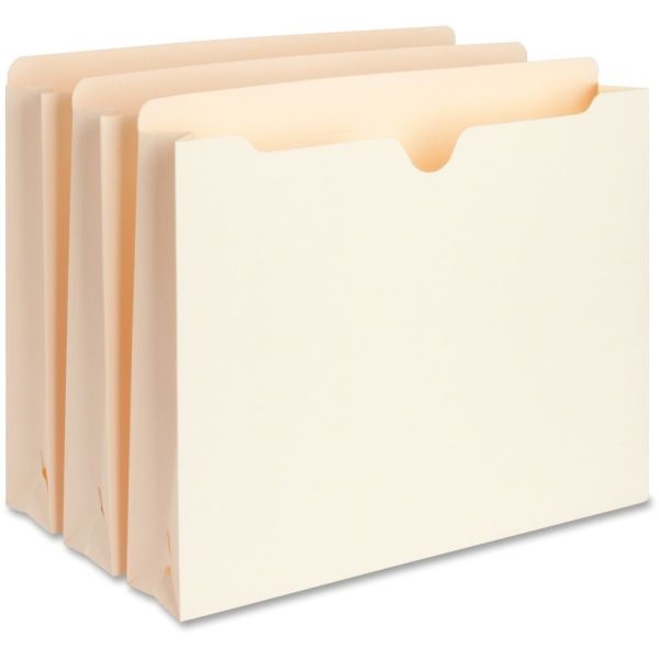 Business Source 2-Ply Vertical Expanding File Pockets, 2" Expansion, Letter Size, 8 1/2" X 11", Manila, Box Of 50 Pockets