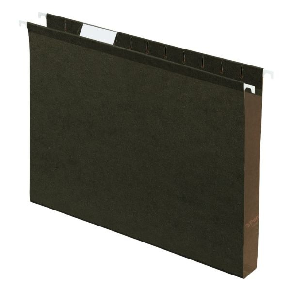Pendaflex Premium Reinforced Extra-Capacity Hanging File Folders, 1" Expansion, Letter Size, Green, Pack Of 25 Folders