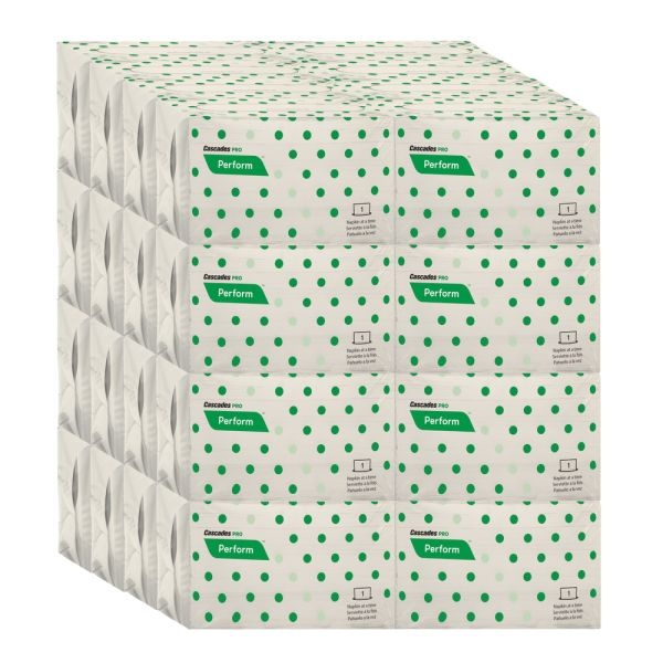 Cascades Pro Perform 1-Ply Interfold Napkins, 6 1/2" X 4 1/4", Natural, 188 Sheets Per Pack, Case Of 32 Packs