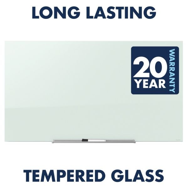 Quartet Invisamount Magnetic Glass Unframed Dry-Erase Whiteboard, 74" X 42", White