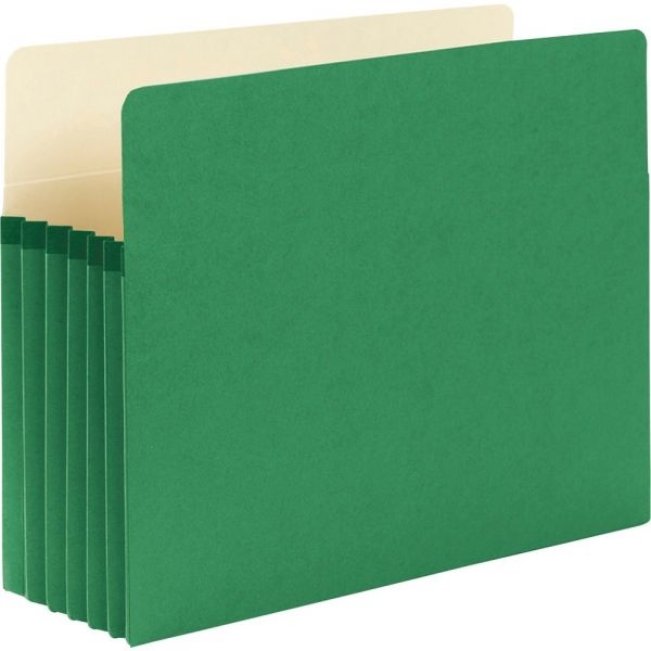 Smead Color Top-Tab File Pockets, Letter Size, 5 1/4" Expansion, Green