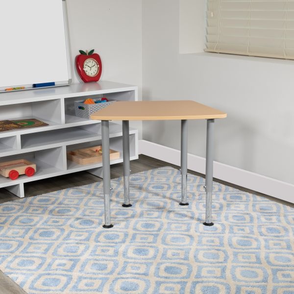Billie Hex Natural Collaborative Student Desk (Adjustable From 22.3" To 34") - Home And Classroom