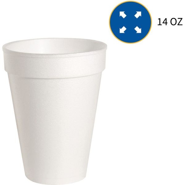 Genuine Joe 14 Oz Foam Cups, White, 1,000/Carton