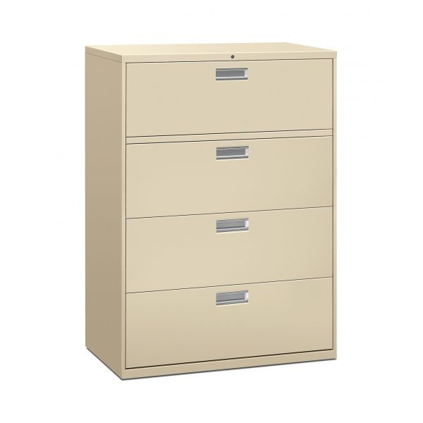 Hon 600 Series Four-Drawer Lateral File, Letter/Legal/A4, 42W X 18D, Putty