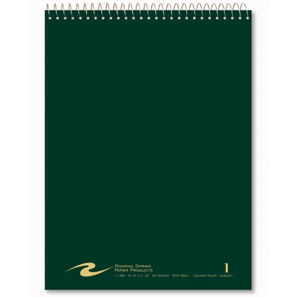 Roaring Spring Flipper Subject Wirebound Notebook, 1-Subject, Asst Cover Colors, (80) 8.5 X 11.5 Sheets, 24/Ct