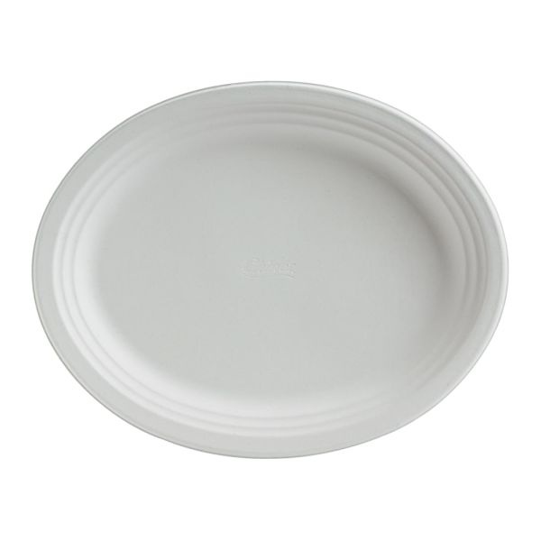 Chinet Classic Paper Dinnerware Oval Platters, 9 3/4" X 12 1/2", White, Carton Of 500 Platters