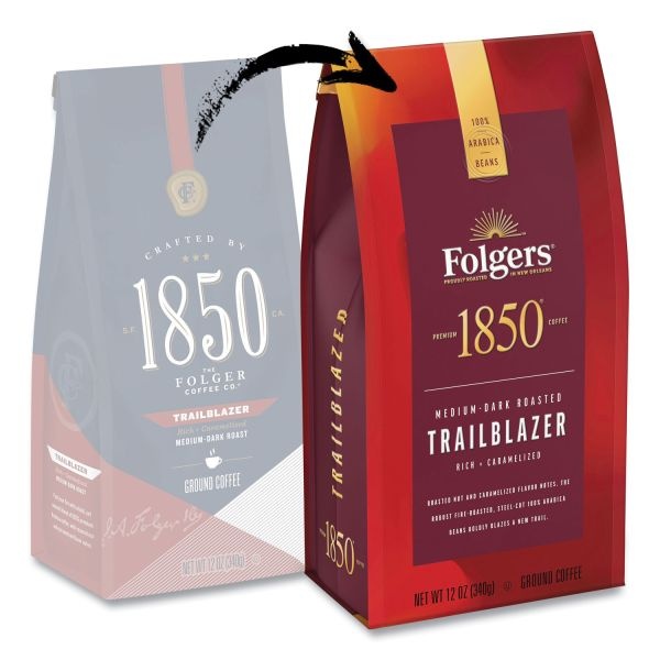 1850 Coffee, Trailblazer, Dark Roast, Ground, 12 Oz Bag