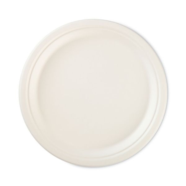 Hefty Ecosave Tableware, Plate, Bagasse, 10.13" Dia, White, 16/Pack
