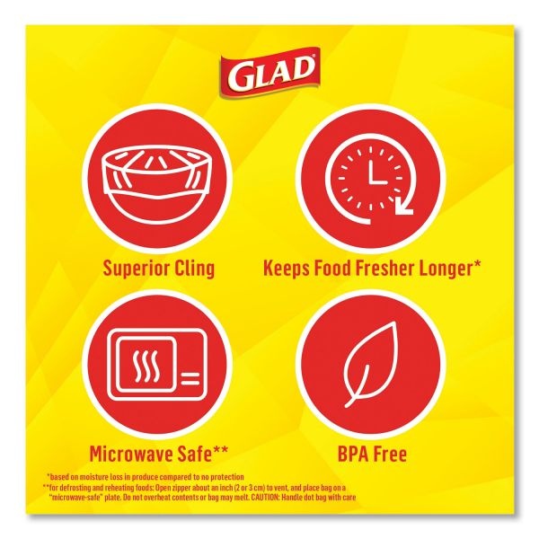 Glad Clingwrap Plastic Wrap, 200 Square Foot Roll, Clear