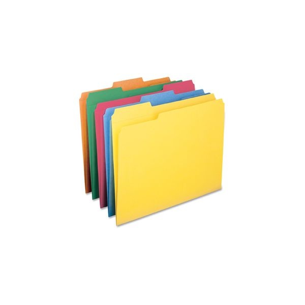 Smead Reinforced Top Tab Colored File Folders, 1/3-Cut Tabs: Assorted, Letter Size, 0.75" Expansion, Assorted Colors, 100/Box