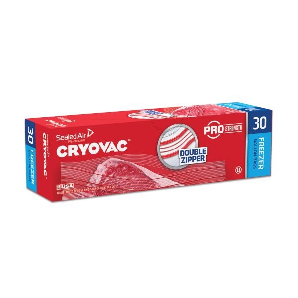Diversey Cryovac One Gallon Freezer Bag Dual Zipper, 1 Gal, 2.5 Mil, 10.5" X 10.94", Clear, 270/Carton