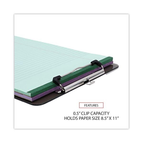 Universal Plastic Clipboard With Low Profile Clip, 0.5" Clip Capacity, Holds 8.5 X 11 Sheets, Translucent Black