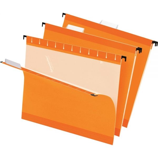 Pendaflex Colored Reinforced Hanging Folders, Letter Size, 1/5-Cut Tabs, Orange, 25/Box
