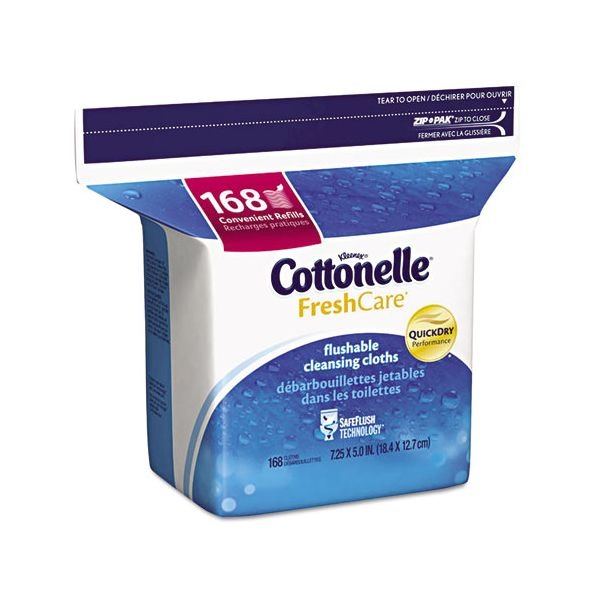 Cottonelle Fresh Care Flushable Cleansing Cloths, 5 X 7.25, White, 168/Pack, 8 Packs/Carton