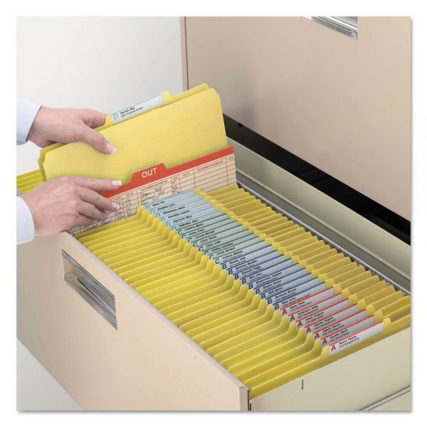 Smead Classification Folders, With Safeshield Coated Fasteners, 1 Divider, 2" Expansion, Legal Size, 50% Recycled, Yellow, Box Of 10