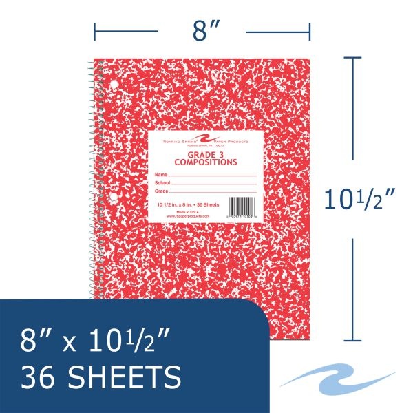 Grade Three Notebook 10.5" X 8" Red Cover