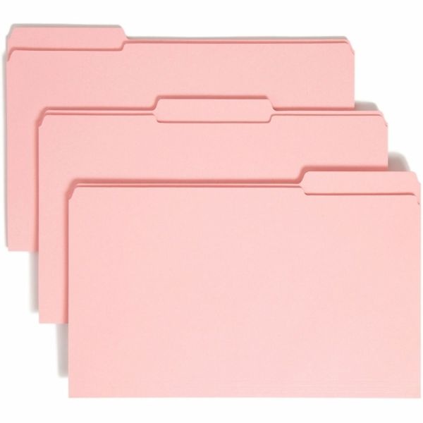 Smead 1/3-Cut 2-Ply Color File Folders, Legal Size, Pink, Box Of 100