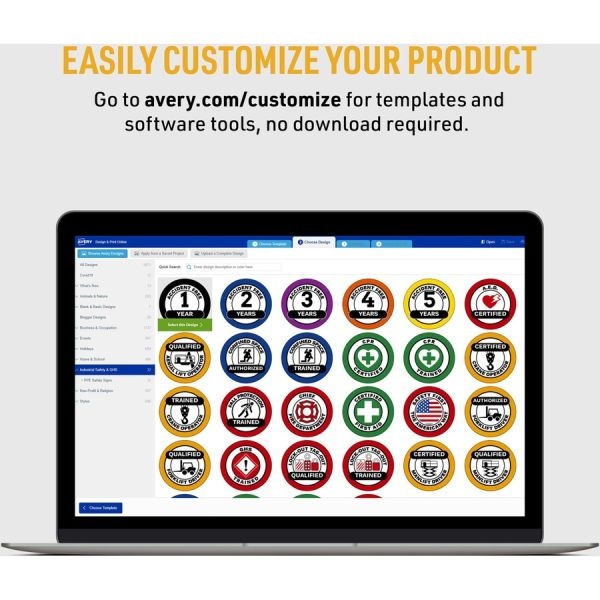 Avery Printable Hard Hat Helmet Vinyl Stickers