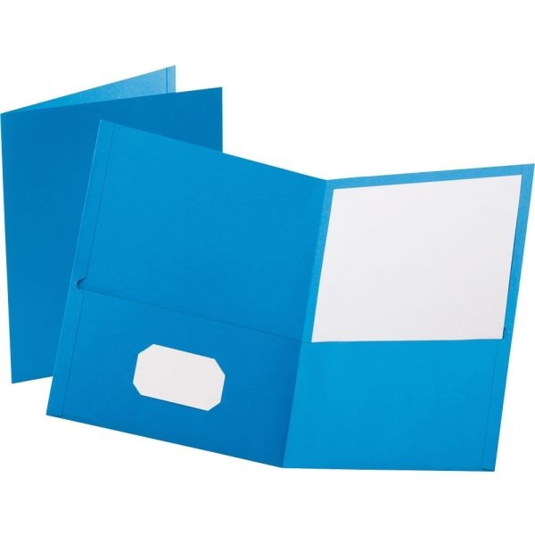 Esselte Letter-Size Twin-Pocket Report Covers, Light Blue, Box Of 25