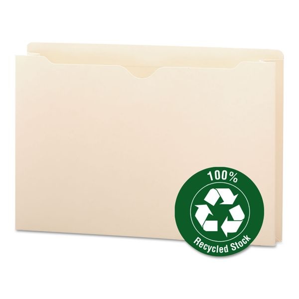 Smead 100% Recycled Top Tab File Jackets, Straight Tab, Legal Size, Manila, 50/Box