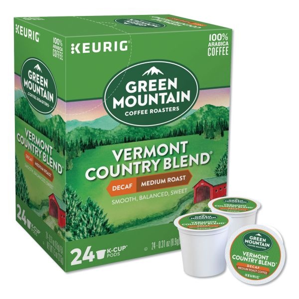 Green Mountain Coffee Vermont Country Blend Decaf Coffee K-Cups, Medium Roast, 24/Box