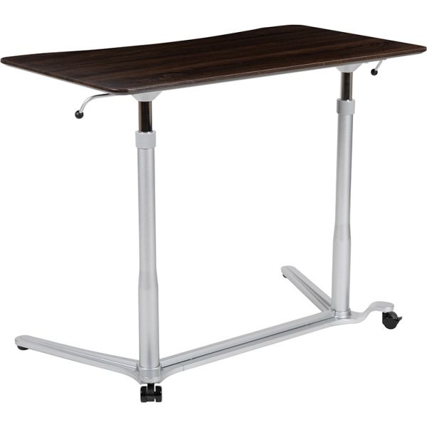 Merritt Sit-Down, Stand-Up Dark Wood Grain Computer Ergonomic Desk With 37.375"W Top (Adjustable Range 29" - 40.75")