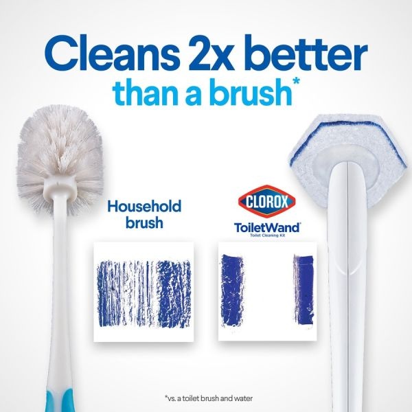 Clorox Toiletwand Disposable Toilet Cleaning System: Handle, Caddy And Refills, White, 6/Carton