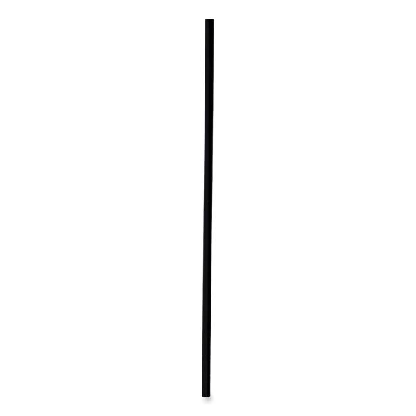 Boardwalk Single-Tube Stir-Straws, 5.25", Polypropylene, Black, 1,000/Pack, 10 Packs/Carton