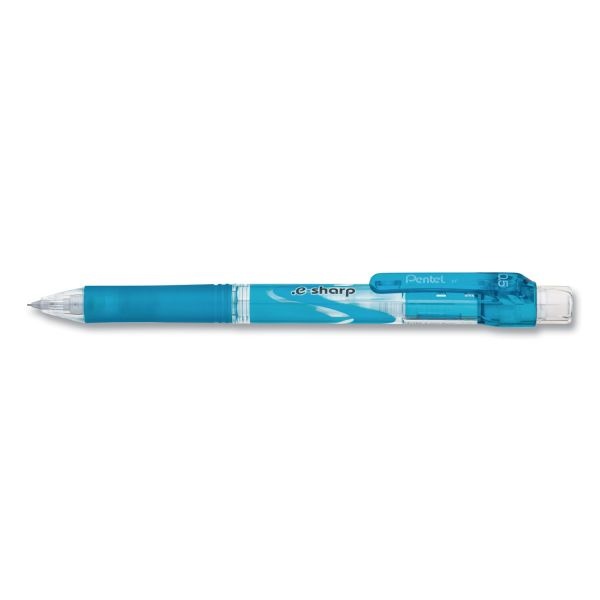 Pentel .E-Sharp Mechanical Pencil, 0.5 Mm, Hb (#2), Black Lead, Sky Blue Barrel, Dozen