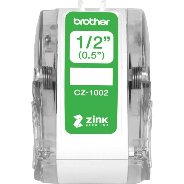 Brother Genuine Cz-1002 Continuous Length ½" (0.5") 12 Mm Wide X 16.4 Ft. (5 M) Long Label Roll Featuring Zink Zero Ink Technology