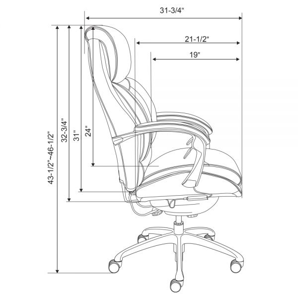 Serta Icomfort I5000 Ergonomic Bonded Leather High-Back Executive Chair, Onyx Black/Silver