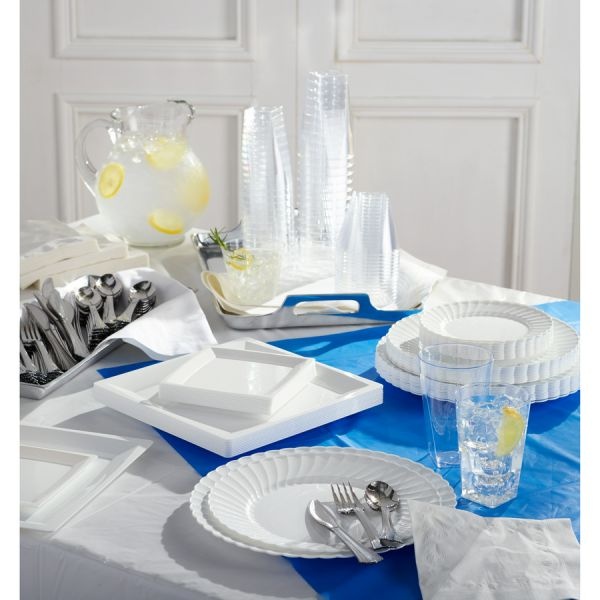 Wna Classicware Plastic Dinnerware, Plates, 9" Dia, White, 12/Bag, 15 Bags/Carton