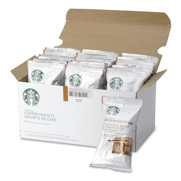 Starbucks Ground Coffee Packets, Pike Place, Medium Roast, 2.5 Oz, 18 Packets