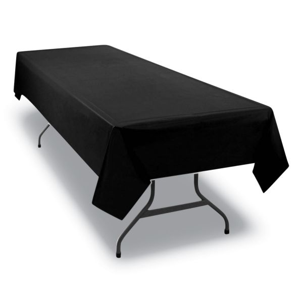 Tablemate Table Set Rectangular Table Covers, Heavyweight Plastic, 54" X 108", Black, 6/Pack