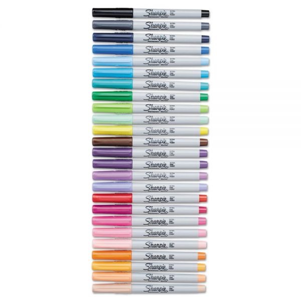 Sharpie Ultra Fine Tip Permanent Marker, Extra-Fine Needle Tip, Assorted Colors, 24/Set
