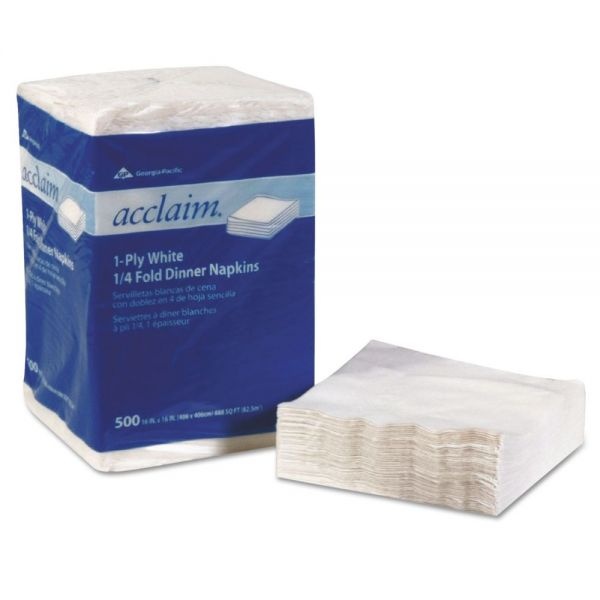 Georgia Pacific Professional Acclaim® 1/4 Fold Paper Dinner Napkins, White, 1-Ply, 16"X16", 500/Pk, 8 Pk/Ct