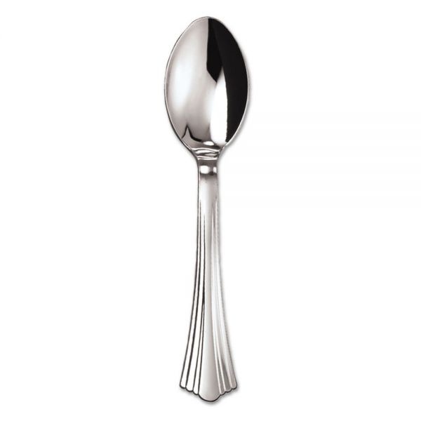 Wna Heavyweight Plastic Spoons, Silver, 6 1/4", Reflections Design, 600/Carton