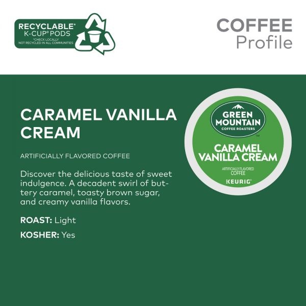 Green Mountain Coffee K-Cups, Caramel Vanilla Cream, Light Roast, 24 K-Cups