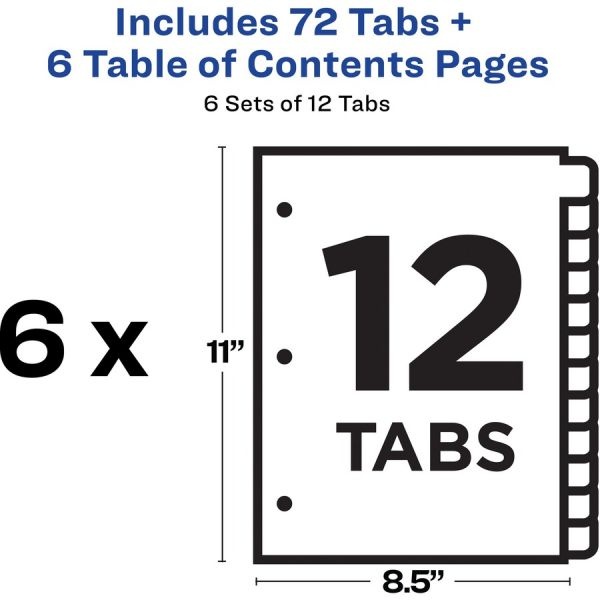 Avery Ready Index 12-Tab Custom Toc Dividers