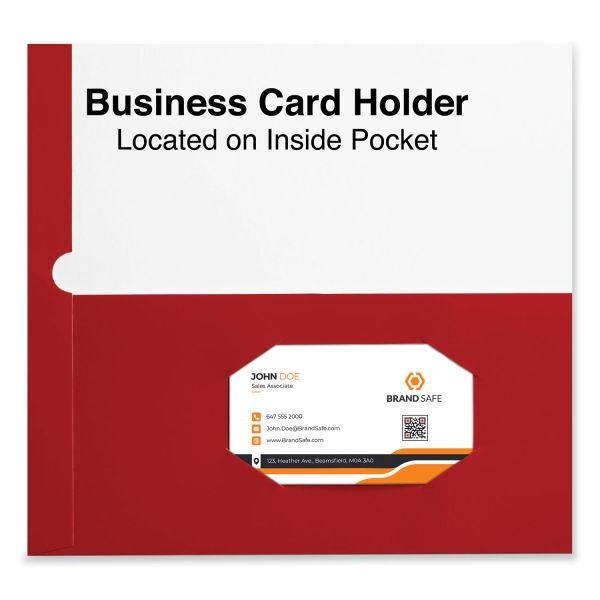 Universal Laminated Two-Pocket Folder, Cardboard Paper, 100-Sheet Capacity, 11 X 8.5, Red, 25/Box