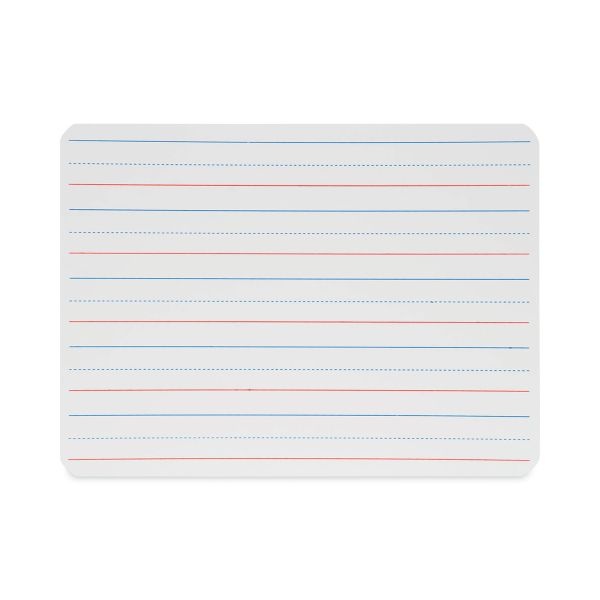 Flipside Magnetic Two-Sided Red And Blue Ruled Dry Erase Board, 12 X 9, Ruled White Front/Unruled White Back, 12/Pack