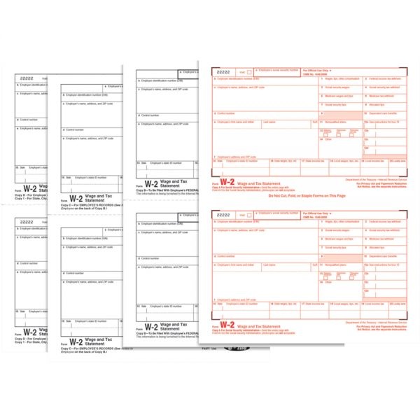 Tops W-2 Tax Forms, Four-Part Carbonless, 5.5 X 8.5, 2/Page, (50) W-2S And (1) W-3, 2021 Tax Season