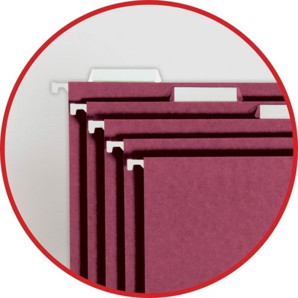 Smead Colored Hanging File Folders With 1/5 Cut Tabs, Letter Size, 1/5-Cut Tabs, Maroon, 25/Box
