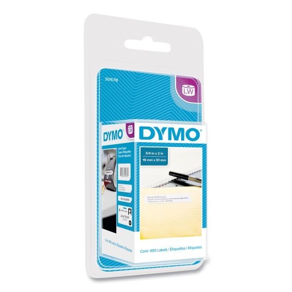 Dymo Labelwriter Return Address Labels, 0.75" X 2", White, 400 Labels/Roll
