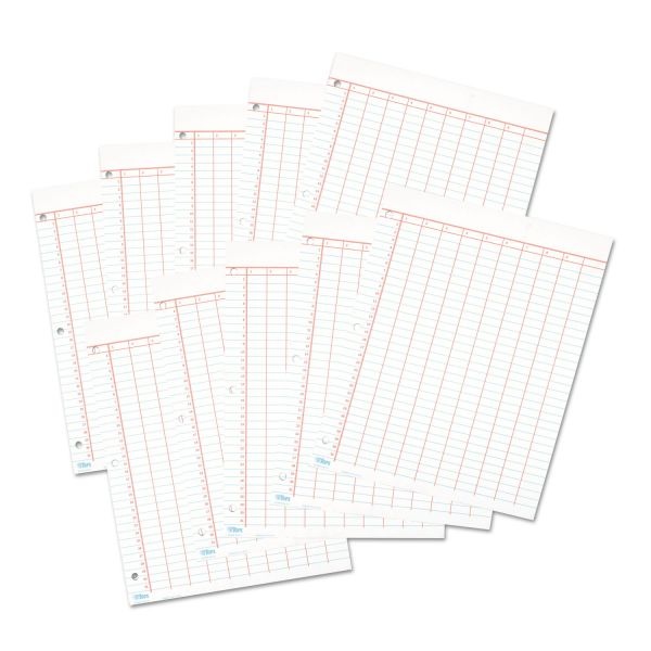Tops Data Pad With Numbered Column Headings, Data/Lab-Record Format, Wide/Legal Rule, 10 Columns, 8.5 X 11, White, 50 Sheets