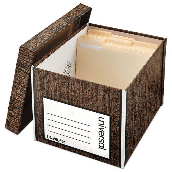 Universal Heavy-Duty Easy Assembly Storage Box, Letter/Legal Files, Woodgrain, 12/Carton